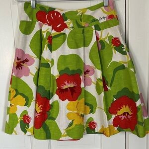 Miss Sixty Luxury 100% Cotton Vibrant Floral Pleated Swing Skirt Size Medium